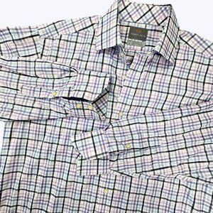 Thomas Dean Men's Button Front Shirt Long‎ Sleeve Size Medium Multicolor